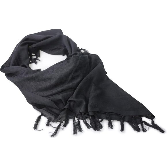 ⚡Men Black and White 100% Cotton Military Shemagh Tactical Desert Scarf Wrap - Picture 2 of 8